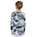 Japanese Wave Pattern Kids  Long Sleeve Tee View2