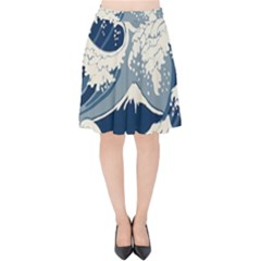 Japanese Wave Pattern Velvet High Waist Skirt by Wav3s