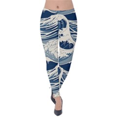 Japanese Wave Pattern Velvet Leggings by Wav3s