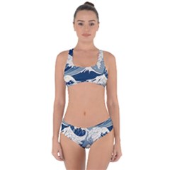 Japanese Wave Pattern Criss Cross Bikini Set by Wav3s