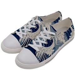 Japanese Wave Pattern Women s Low Top Canvas Sneakers by Wav3s