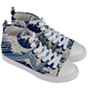 Japanese Wave Pattern Women s Mid-Top Canvas Sneakers View3