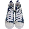 Japanese Wave Pattern Women s Mid-Top Canvas Sneakers View1