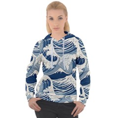 Japanese Wave Pattern Women s Overhead Hoodie by Wav3s