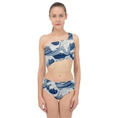 Japanese Wave Pattern Spliced Up Two Piece Swimsuit by Wav3s