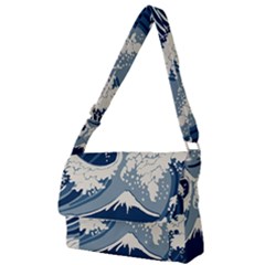 Japanese Wave Pattern Full Print Messenger Bag (s) by Wav3s