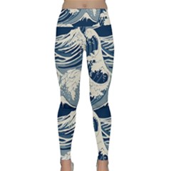 Japanese Wave Pattern Lightweight Velour Classic Yoga Leggings by Wav3s