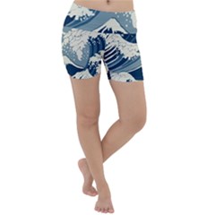 Japanese Wave Pattern Lightweight Velour Yoga Shorts by Wav3s