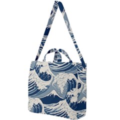 Japanese Wave Pattern Square Shoulder Tote Bag by Wav3s