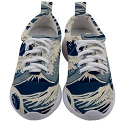 Japanese Wave Pattern Kids Athletic Shoes by Wav3s