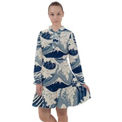 Japanese Wave Pattern All Frills Chiffon Dress by Wav3s