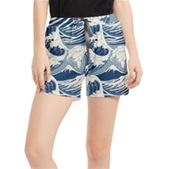 Japanese Wave Pattern Women s Runner Shorts by Wav3s