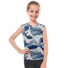 Japanese Wave Pattern Kids  Mesh Tank Top by Wav3s