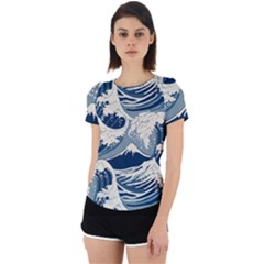 Japanese Wave Pattern Back Cut Out Sport Tee by Wav3s