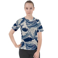 Japanese Wave Pattern Women s Sport Raglan Tee