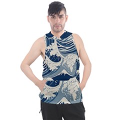 Japanese Wave Pattern Men s Sleeveless Hoodie by Wav3s