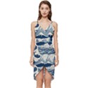 Japanese Wave Pattern Wrap Frill Dress View1