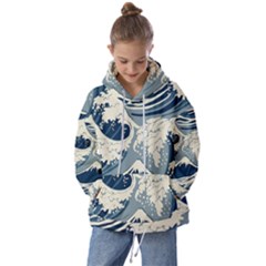 Japanese Wave Pattern Kids  Oversized Hoodie by Wav3s