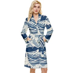 Japanese Wave Pattern Long Sleeve Velvet Robe by Wav3s