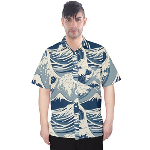 Japanese Wave Pattern Men s Hawaii Shirt by Wav3s