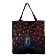 Peacock Feathers Grocery Tote Bag by Wav3s