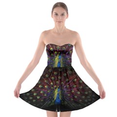 Peacock Feathers Strapless Bra Top Dress by Wav3s