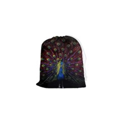 Peacock Feathers Drawstring Pouch (xs) by Wav3s