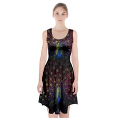 Peacock Feathers Racerback Midi Dress by Wav3s