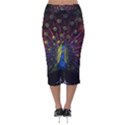 Peacock Feathers Velvet Midi Pencil Skirt View2