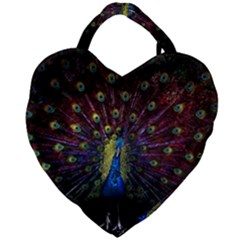 Peacock Feathers Giant Heart Shaped Tote by Wav3s