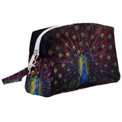 Peacock Feathers Wristlet Pouch Bag (large) by Wav3s