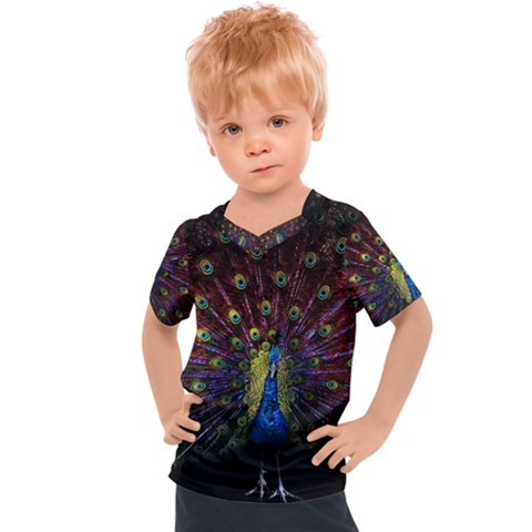 Peacock Feathers Kids  Sports Tee by Wav3s