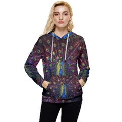 Peacock Feathers Women s Lightweight Drawstring Hoodie