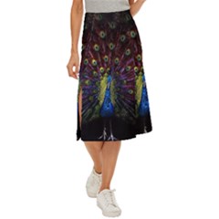 Peacock Feathers Midi Panel Skirt by Wav3s