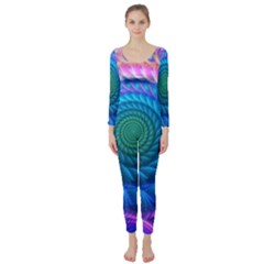 Peacock Feather Fractal Long Sleeve Catsuit by Wav3s