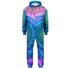 Peacock Feather Fractal Hooded Jumpsuit (men)