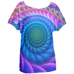 Peacock Feather Fractal Women s Oversized Tee by Wav3s