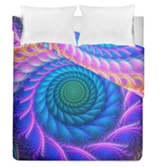 Peacock Feather Fractal Duvet Cover Double Side (queen Size) by Wav3s