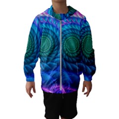 Peacock Feather Fractal Kids  Hooded Windbreaker