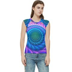 Peacock Feather Fractal Women s Raglan Cap Sleeve Tee by Wav3s