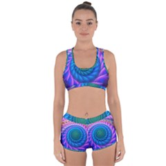 Peacock Feather Fractal Racerback Boyleg Bikini Set by Wav3s