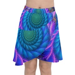 Peacock Feather Fractal Chiffon Wrap Front Skirt by Wav3s