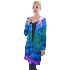 Peacock Feather Fractal Hooded Pocket Cardigan by Wav3s