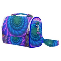 Peacock Feather Fractal Satchel Shoulder Bag by Wav3s