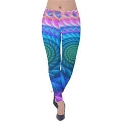 Peacock Feather Fractal Velvet Leggings