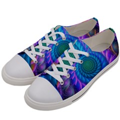 Peacock Feather Fractal Men s Low Top Canvas Sneakers by Wav3s