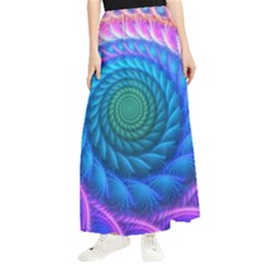 Peacock Feather Fractal Maxi Chiffon Skirt by Wav3s