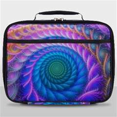 Peacock Feather Fractal Full Print Lunch Bag by Wav3s