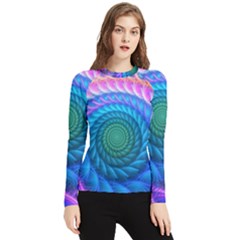 Peacock Feather Fractal Women s Long Sleeve Rash Guard by Wav3s