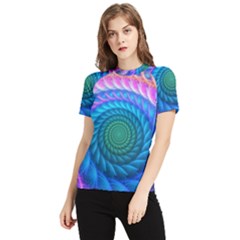 Peacock Feather Fractal Women s Short Sleeve Rash Guard by Wav3s